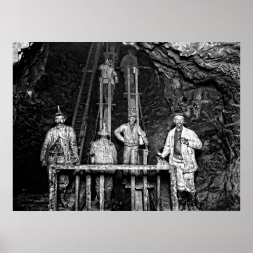 Miners at work in the Quincy Mine  c 1890 Poster