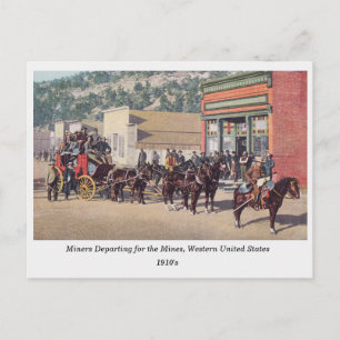 Miners on Horse Drawn Wagons, Old West, 1910s Postcard