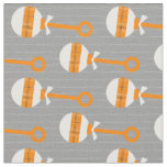 Miners Orange Plaid Baby Rattle on Gray Fabric