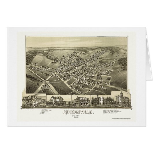 Minersville, PA Panoramic Map - 1889 Cards (Front Horizontal)