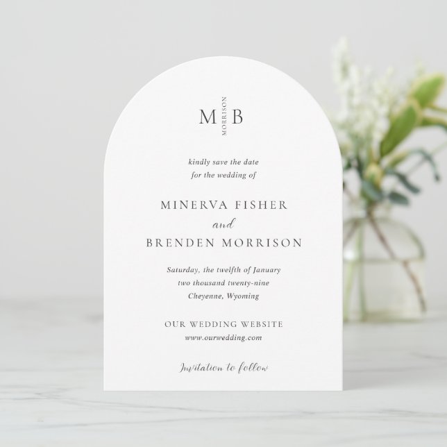 Minerva Modern Elegant Wedding Save The Date (Standing Front)