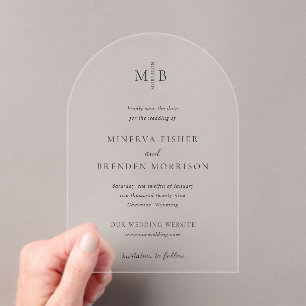 Minerva Modern Elegant Wedding Save the Date Acrylic Invitations