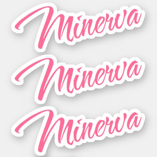 Minerva name pretty decorative script font x3 sticker