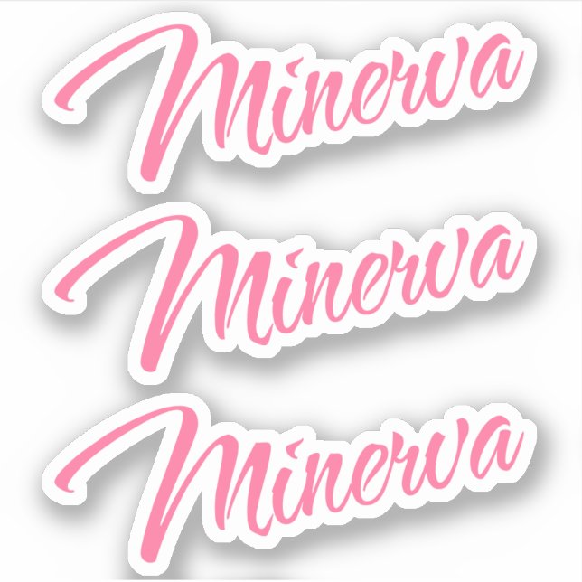 Minerva name pretty decorative script font x3 sticker (Front)