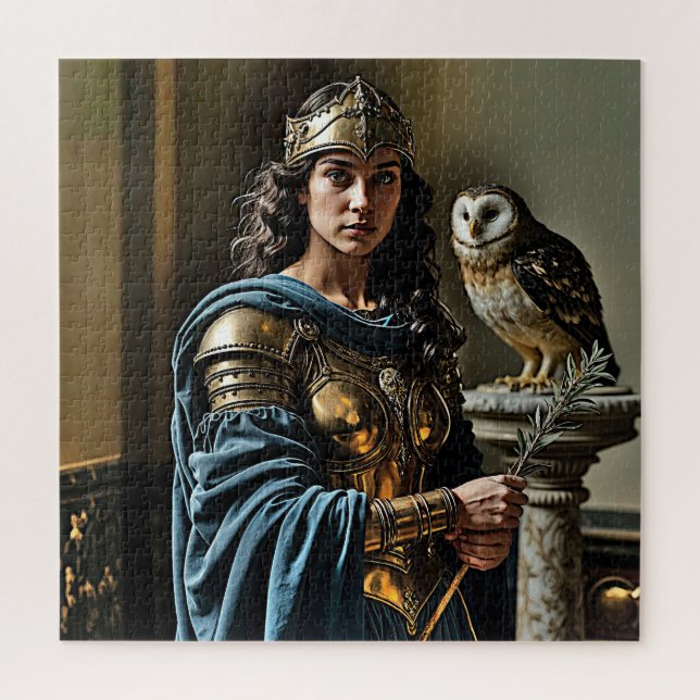 Minerva’s Silent Vigil - Roman Goddess Jigsaw Puzzle (Vertical)