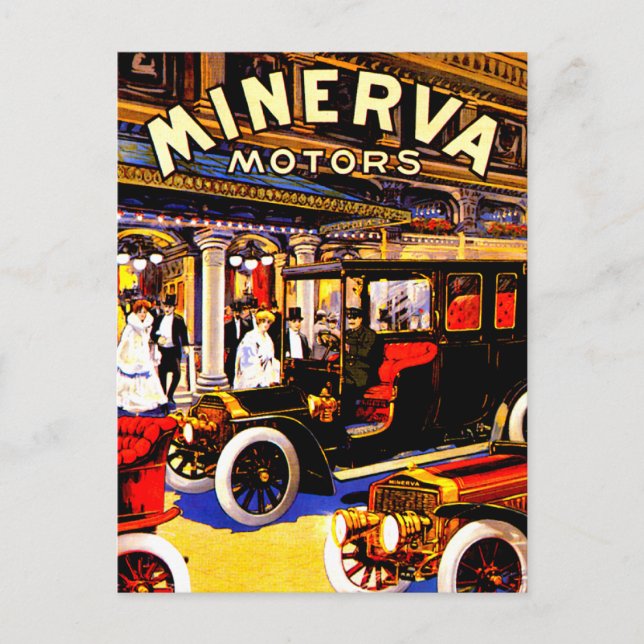 Minerva ~ Vintage Belgian Automobile Ad Postcard (Front)