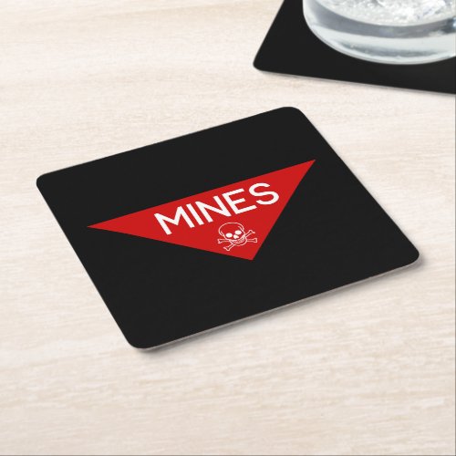 MINES SIGN  SIGNAGE  SYMBOL SQUARE PAPER COASTER