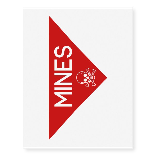 MINES SIGN | SIGNAGE | SYMBOL TEMPORARY TATTOOS (Front)