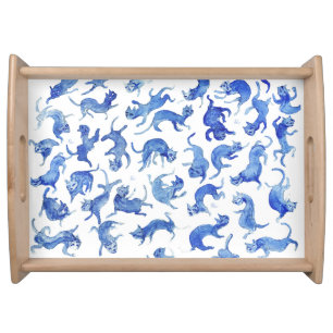 Ming Blue & White Cat Pattern Tray