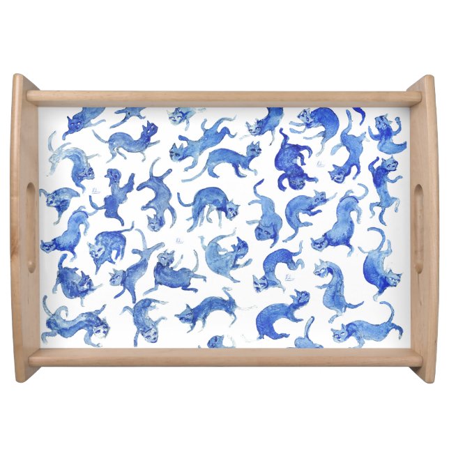 Ming Blue & White Cat Pattern Tray (Front)