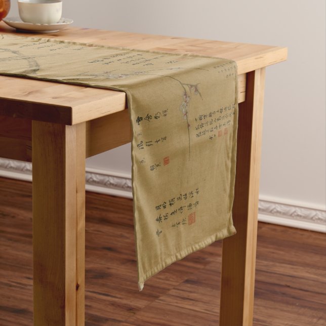 Ming Dynasty Plum Blossoms & Birds by Chen Jiru Long Table Runner (In Situ)