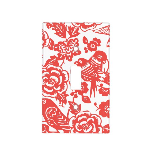 Ming Vase Pattern in Red and White Light Switch Cover (Front)