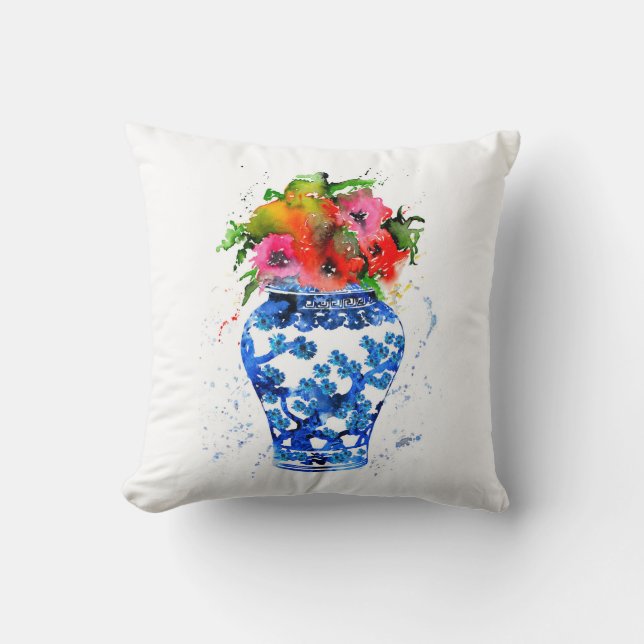 Ming Vase Throw Pillow (Front)