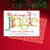 Mingle & Jingle Red Gold Cute Christmas Party Invitation | Zazzle
