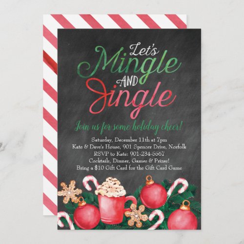 Mingle  Jingle Watercolor Painted Christmas Invitation