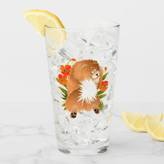 MINGSIE red chow  16 oz glass-design front & back Glass (Front Ice)