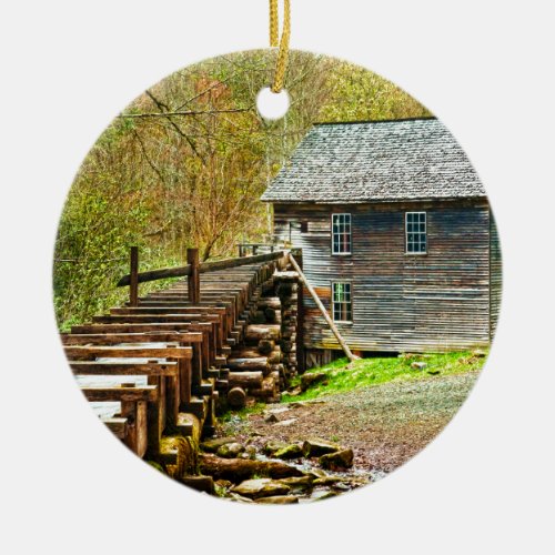 Mingus Mill Great Smoky Mountains Ceramic Ornament