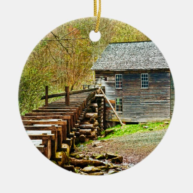 Mingus Mill, Great Smoky Mountains Ceramic Ornament (Front)