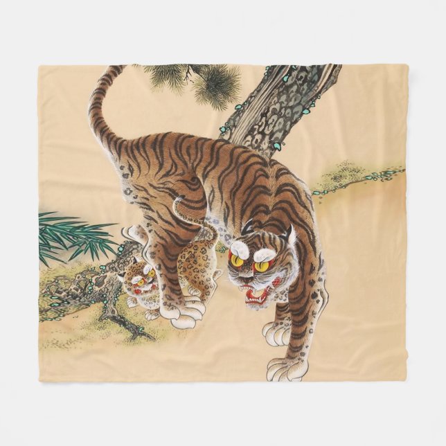 Minhwa Korean Ugly Tiger  Fleece Blanket (Front (Horizontal))