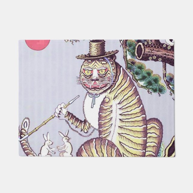 Minhwa Tiger with Rabbits and Pipe Doormat (Front)