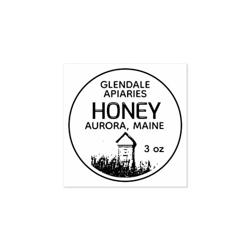 Mini 1 x 1  Honey Label Rubber Stamp with Hive 