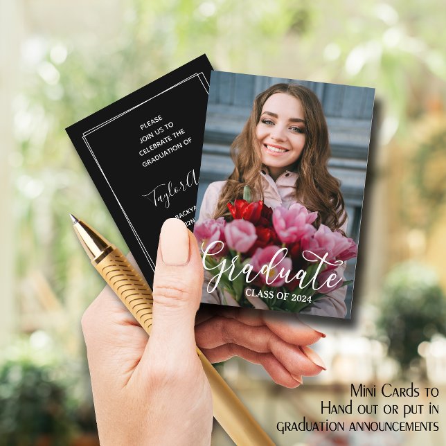 MINI 2024 Photo Graduation Invitations (Small 3.5" x 2.5" graduation party cards to hand out or include in your graduation announcements.)