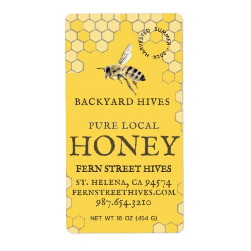 Mini 2x 375 Backyard Honey Label with Bee