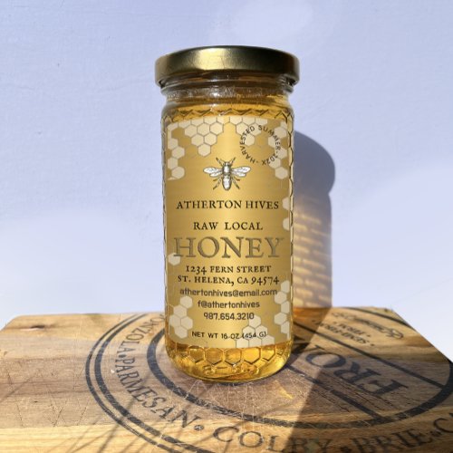 Mini 2x 375 Gold Honey Label with Heraldic Bee