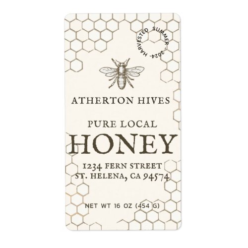 Mini 2x 375 Ivory Honey Label with Heraldic Bee