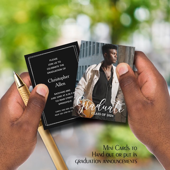 MINI 3.5" X 2.5" Photo Graduation Invitations (SMALL business card size to hand out or put in your graduation announcements (no envelopes))
