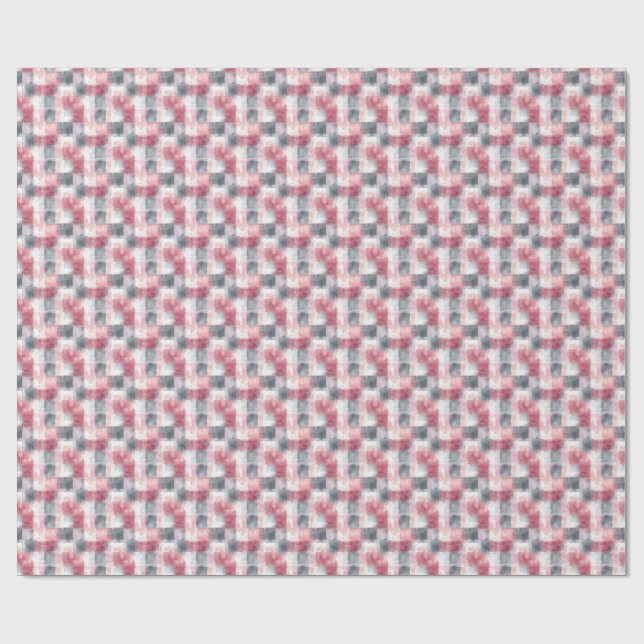 Mini Abstract Gingham Pink and Gray Wrapping Paper (Flat)