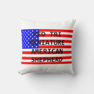 mini am shep name on flag red tri throw pillow