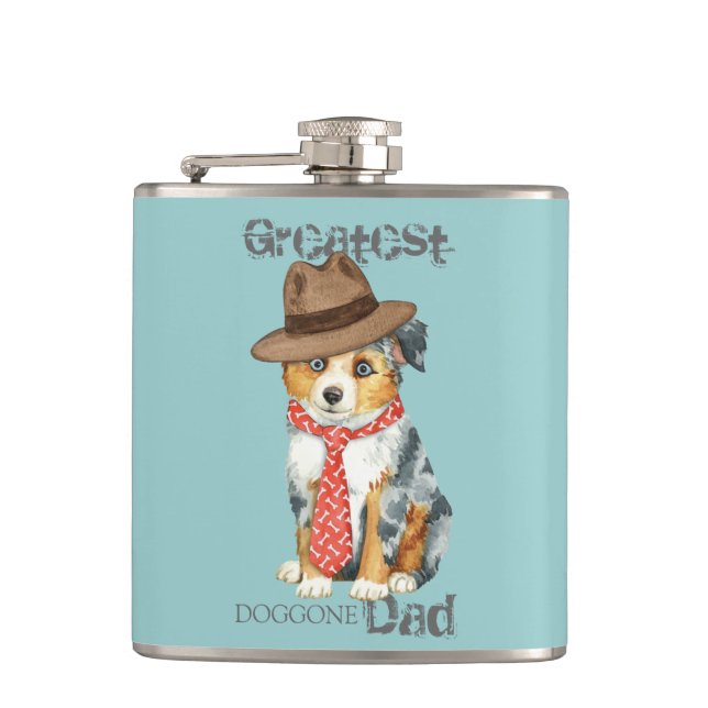 Mini American Shepherd Dad Flask (Front)