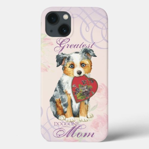 Mini American Shepherd Heart Mom iPhone 13 Case