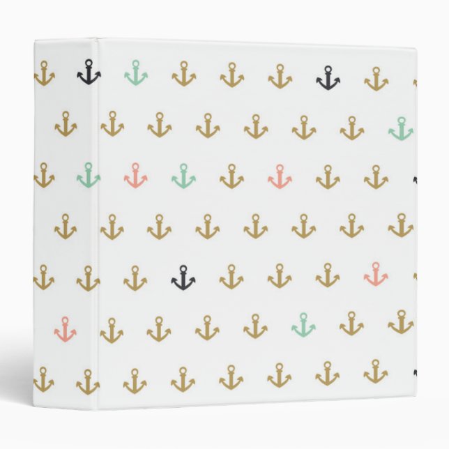 Mini Anchor Pattern 3 Ring Binder (Front/Spine)