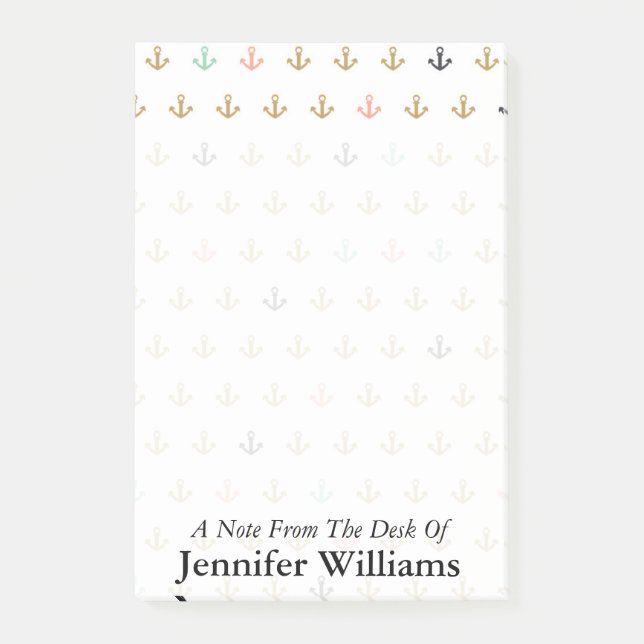 Mini Anchor Pattern | Add Your Name Post-it Notes (Front)