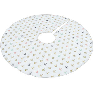 Mini Anchor Pattern Brushed Polyester Tree Skirt