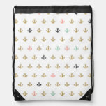 Mini Anchor Pattern Drawstring Bag