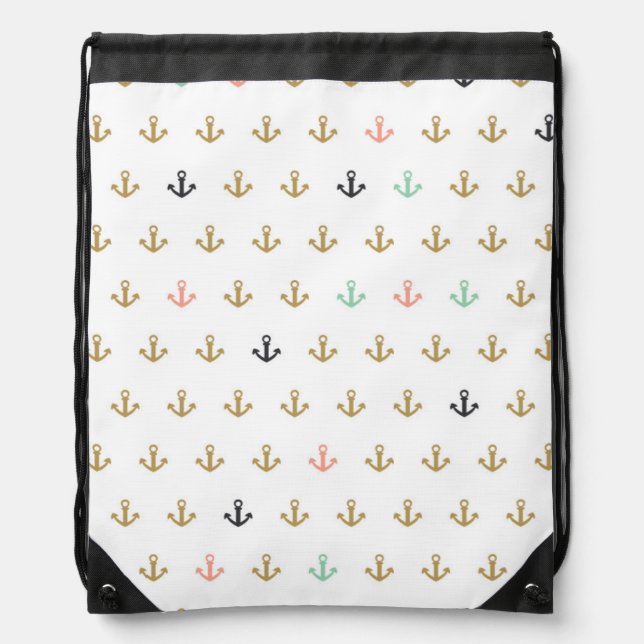 Mini Anchor Pattern Drawstring Bag (Front)