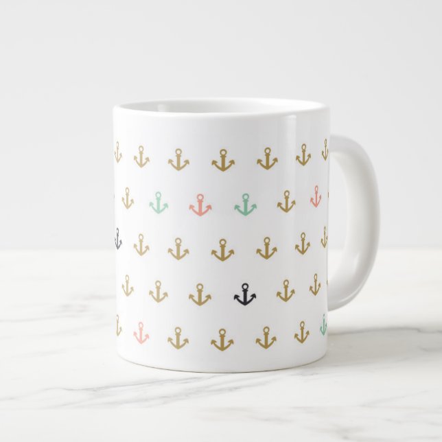 Mini Anchor Pattern Giant Coffee Mug (Front Right)