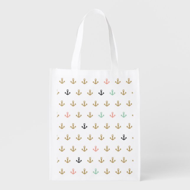 Mini Anchor Pattern Grocery Bag (Front)