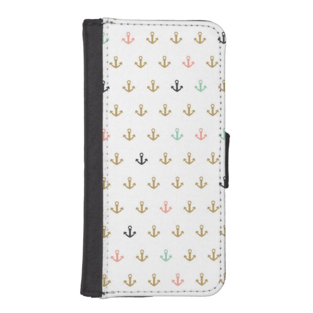 Mini Anchor Pattern iPhone Wallet Case (Front)