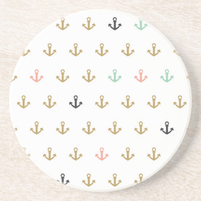 Mini Anchor Pattern Sandstone Coaster (Front)