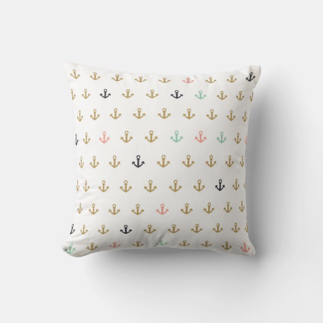 Mini Anchor Pattern Throw Pillow (Front)