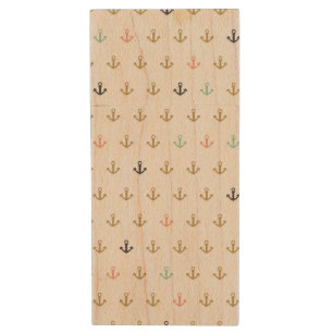 Mini Anchor Pattern Wood USB Flash Drive