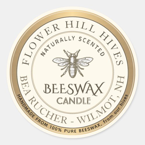 Mini Apiary Heraldic Bee Beeswax Candle Label 