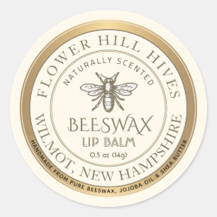 Mini Apiary Heraldic Bee Lip Balm or Candle Label