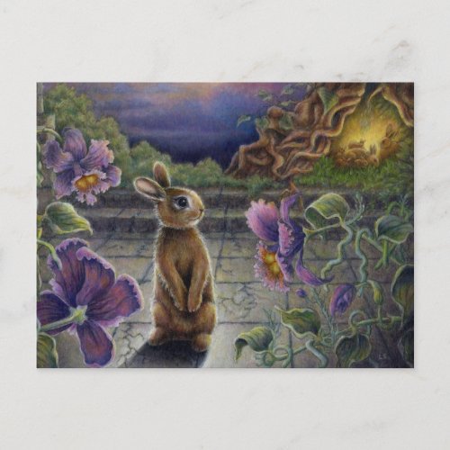 Mini Art Rabbit Dreams Fantasy Postcard