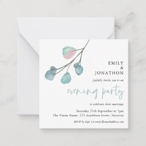 MINI Artsy Eucalyptus Wedding Evening Party Invite