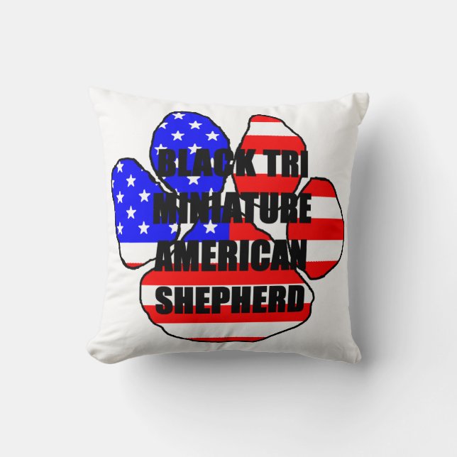 mini aussie fag paw black tri throw pillow (Front)